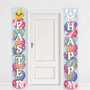 Easter Door Banner Set, Wishing Banner, Decorative Banner, Durable Polyester Indoor Outdoor Flag, Reusable Spring Home Decor, Perfect for Front Door Porch Party