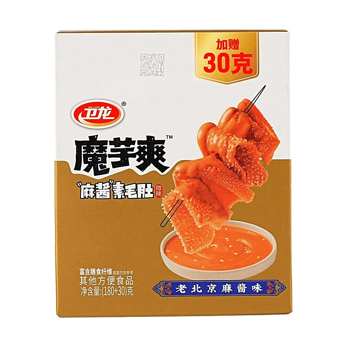 WEILONG Konjac Jelly Snack - Old Beijing Sesame Paste Flavor, 210g (180g+30g) - Low Calorie, Perfect for Binge Watching & Cravings