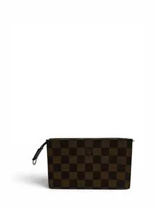 Pre-owned Louis Vuitton COATED CANVAS Small Leather Goods TOILETRY POUCH 15 IN DAMIER EBENE CANVAS