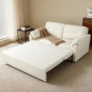 71''Convertible Pull-Out Queen Sleeper Sofa, 3-in-1 Sofa Bed with Side Storage & 8 Silent Casters, Thick Padded Chenille Loveseat for Living Room, Bedroom, Apartment,Beige