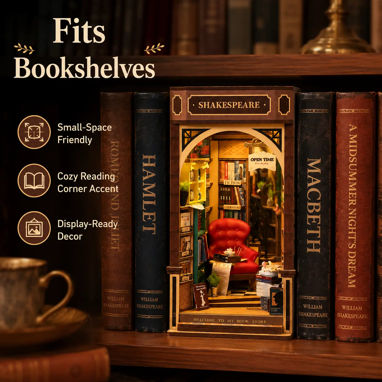 【Rolife】DIY Book Nook Shelf Insert Kit, Classic Novelty Stress Relief Toy for Creative Hobbyists rubber band ball glitter