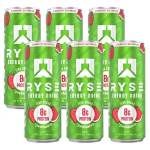 Ryse Energy + Protein Drink Strawberry Watermelon, 12oz Cans, 6-Pack
