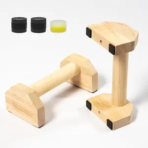 Wooden Parallettes Push Up Bars, Anti-Slip Push-Up Handles, Mini Handle Pumps, Dip Station Dip Bar, Handstand Bars for Calisthenics and Fitness(log)