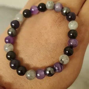 7-layer Aura Armor Bracelet, Prehnite Amethyst Tourmaline Synergy Bracelet, EMF Protection & Chakras Alignment Bracelet, Fashion Accessories for Women & Men, Chakra Energy Stone