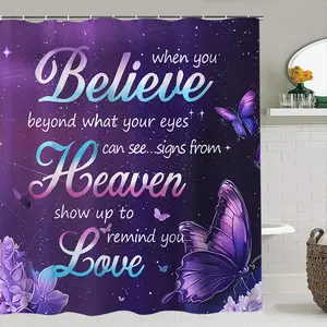 Creative Butterfly Floral Bath Curtain Set, Includes Toilet Cover, Mat, Hooks, Modern Home Decor, Modern Bathroom Decor, Christmas Gift, Shower Curtain Sets