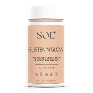 Sol Nutrition Glisten ‘N’ Glow – Biotin, Collagen & Skin-Loving Vitamins A, B, C, E for Clear Skin Complexion & Youthful Glow, 60 Easy to Swallow Capsules