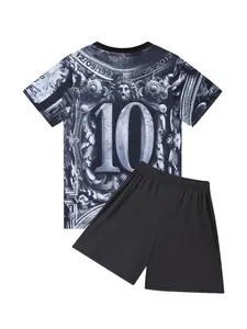 26/27 Kids Sports Suit Breathable Shirt and Shorts Set, Boys and Girls Casual Training Wear, Soccer Fan Gift for Children