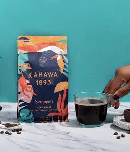 Kahawa 1893 Serengeti Blend Dark Roast African Coffee - Chocolate & Molasses Notes - As Seen on Shark Tank, Low Acid, High Antioxidants, Naturally Sweet, Organically Grown, Ethically & Sustainably Sourced