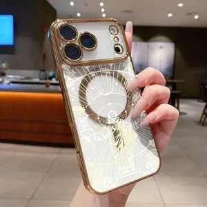 Clear phone case with a Jesus design for iPhone 17/16/15/14/13/12 Pro Max, featuring drop and shock resistance and magnetic closure