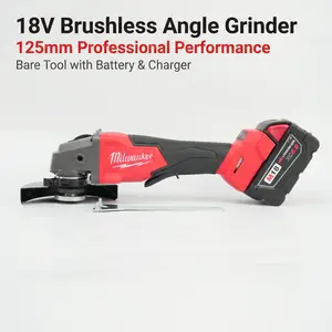 Milwaukee 18V Cordless Angle Grinder Kit – Includes Battery & Charger, 125mm Disc, 8500 Max RPM, M14 Spindle, Paddle Safety Switch – Ideal for Rust Removal & Pipe Beveling – For DIY & Pros