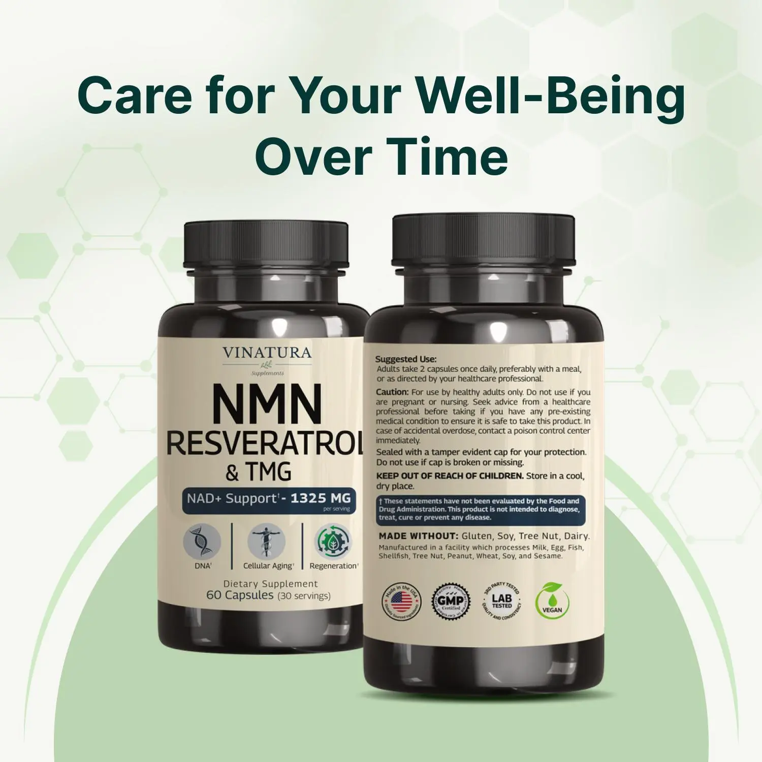 NMN Complex Supplement 1325MG - NMN 1000mg with Resveratrol and TMG, Support NAD+, 60 Capsules Ethically Sourced Vitamins Healthcare
