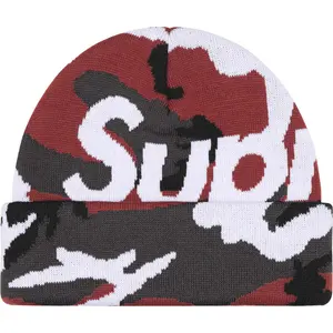 829587 Supreme Beanie Big Logo FW25 Red Camo