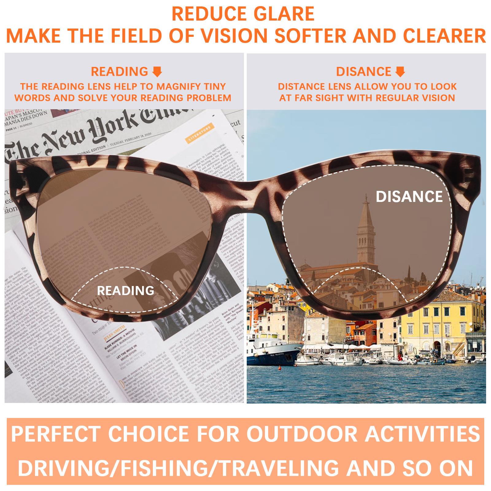 4-Piece Set Of Bifocal Anti-Blue Light Reading Sunglasses, Suitable For Both Men And Women. A Stylish Accessory Featuring Light-Blocking, Durable Lenses, Suitable For Summer, Outdoor Activities, Vacations, Fishing, And More.