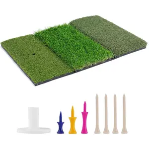 Golf Hitting Mat 24"x16" | 24"x24" Tri-Turf Golf Practice Mat Outdoor Indoor Portable  Matt Traint Aid Batting Turf Matt for Chipping, Driving and Full Swing Practice