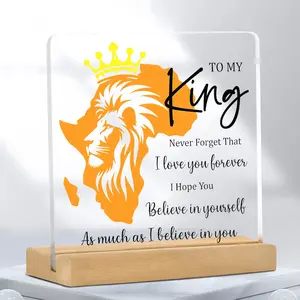 I Love You Husband Gift for Valentine's Day, Romantic Long Distance Gift for Boyfriend, King Lion Theme Keepsake for Fiance