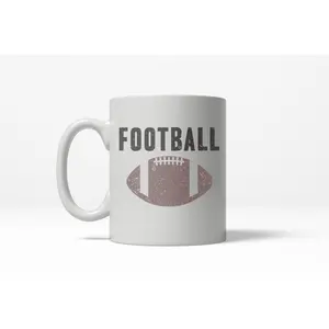 Vintage Football Text Sports Distressed Football Laces Sporty Ceramic Coffee Drinking Mug - 11oz Funny Coffee Mugs Ceramic Printed Drinkware Cup