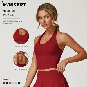 MASKERT Women's Solid Color Sleeveless Gym Top - Breathable Athletic Apparel, Sports Vest for Work Out, Indoor & Outdoor Women's Clothes,