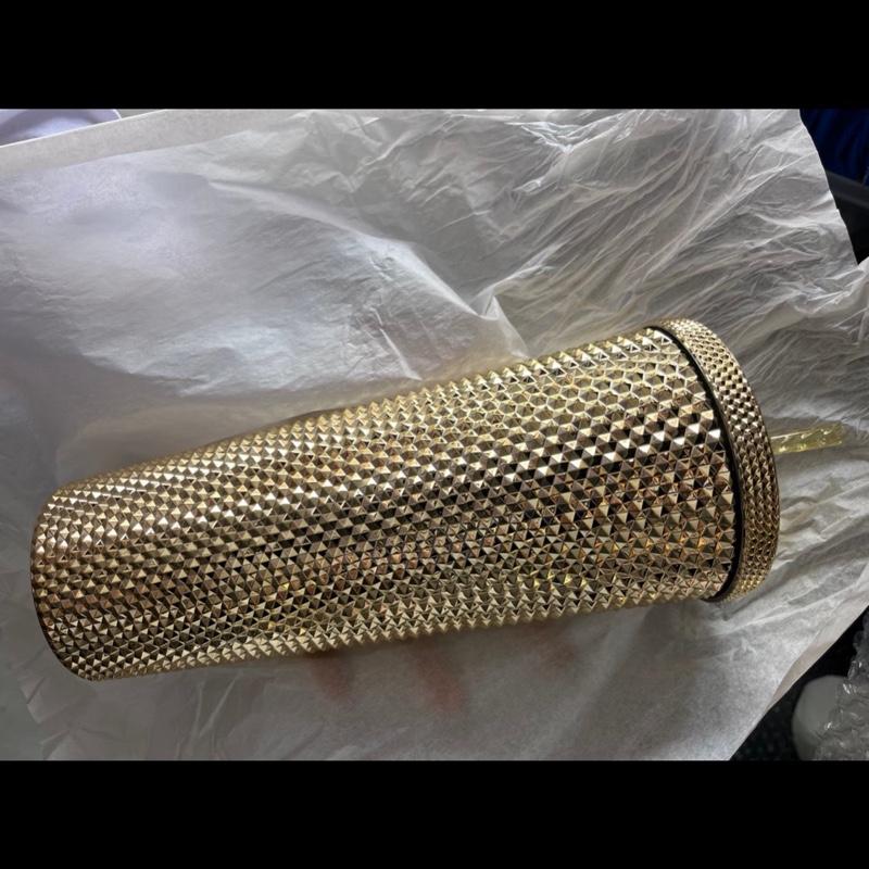 Starbucks New Holiday Gold USA Bling Studded Venti 24oz Tumbler