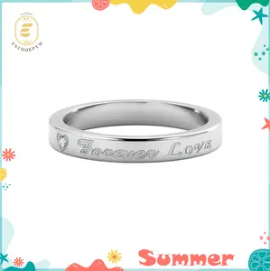 Forever Love Ring Scripted Band Wedding Engagement Anniversary Valentine's Day Birthday Gift Daily Wear Jewelry