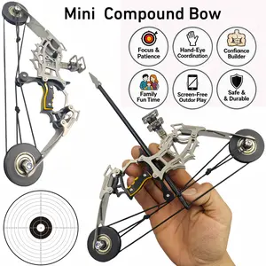 Sport Partner Mini Archery Bow and Arrow Set Ambidextrous Compound Bow Stainless Steel for Adults Teens Stress Relief Toy Excellent Gift for Archery Target Practice