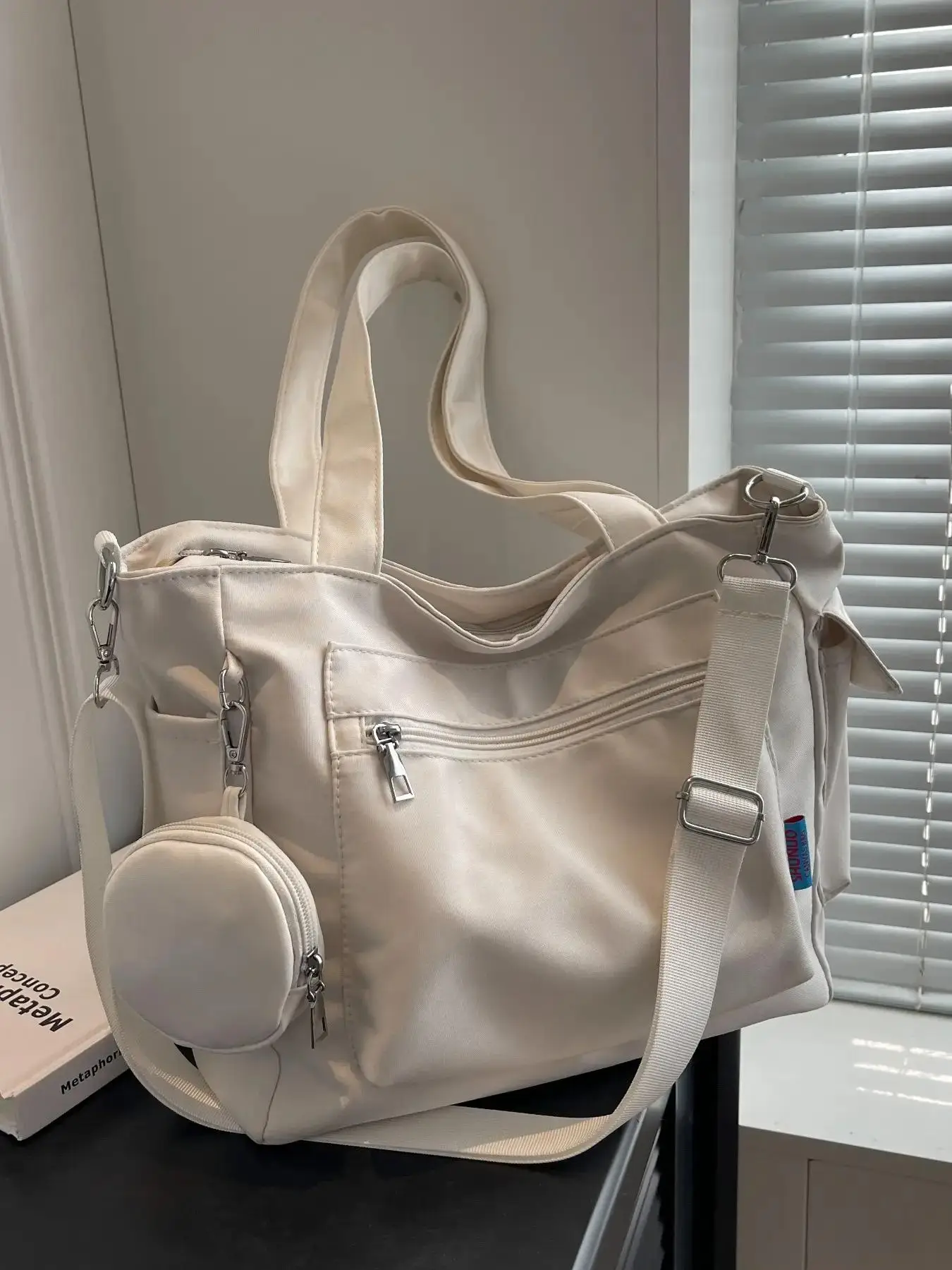 Women's Fall Plain Color Tote Bag & Small Coin Purse for Gift, Casual Large Capacity Tote Bag & Small Coin Purse, Commuting Girl Shopping Bag Back To