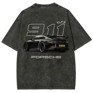 911 GT3 Racing Tshirt Unisex Fit Washed Cotton T-Shirt, Oversize Menswear Tops Streetwear Round Neck Tshirt, Retro GT3 RS Supercar Motorsport Graphic Tee