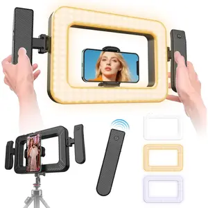 Handheld Smartphone LED Ring Light Video  with 20m  Remote Handle,  Stabilizer, 2900K-7000K Adjustable, -Charge, 1/4" Mount for Selfies, Makeup, Live Streaming, Vlogging