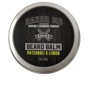 Natural Beard Balm for Men, Non-Greasy Styling, Ideal for Beard Growth, Grooming and Care, Patchouli & Lemon Scented, 2 oz Moisturizing