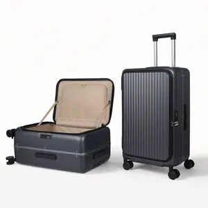 Aluminum-Alloy Frame Side-Opening Luggage - Carry-On/Checked Suitcase with TSA Lock, 1:9 Lid Ratio, 1-Hand Open, Deep Storage Compartment, Lockable Spinner Wheels, Ultra-Lightweight, Scratch-Resistant Frame, 20/24/28in (22"h x 12.2"w x 9.8"d Sizes)