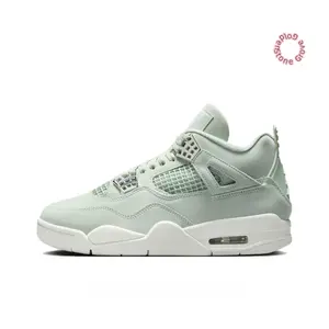 Mint Green Suede and Mesh Panel Breathable Mid-Top Retro Basketball Shoes