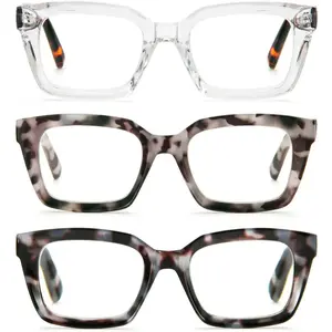 3 Pack Reading Glasses Women Blue Light Blocking with 2.25 Magnification Oversized Computer  Retro Fashion Oprah Style Square