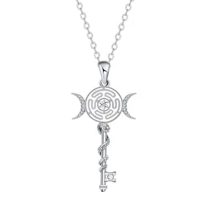 Triple Goddess Necklace Collection 925 Sterling Silver, Hecate's Key, Goddess of Witchcraft Witches Jewelry for Woman Female