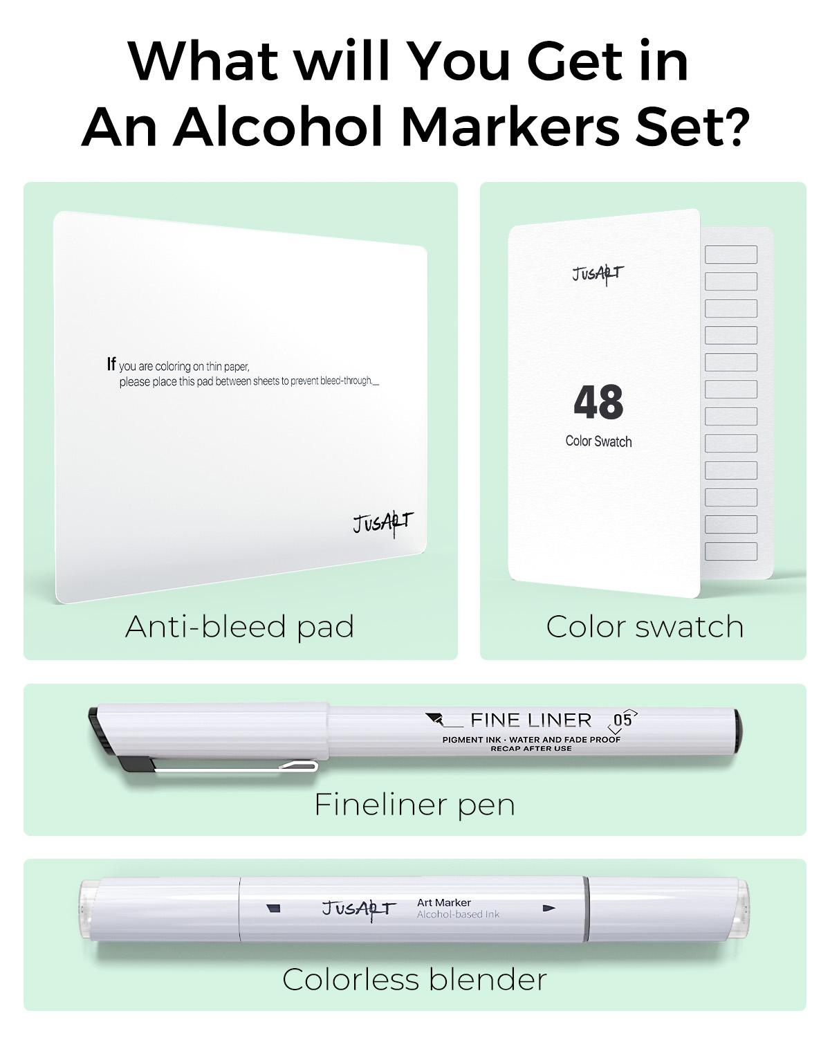 [JusArt] 72/48 Colors Dual Tip Art Markers with Brush & Chisel Pens, Alcohol Brush Markers, Alcohol Based Marker Set for Adult Coloring Books, Drawing, Illustration, Sketching, No Bleed Ink Art Supplies