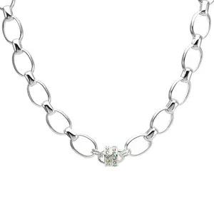 The Midas Touch Oval Link Magnetic Interchangeable Necklace (Sterling Silvertone)