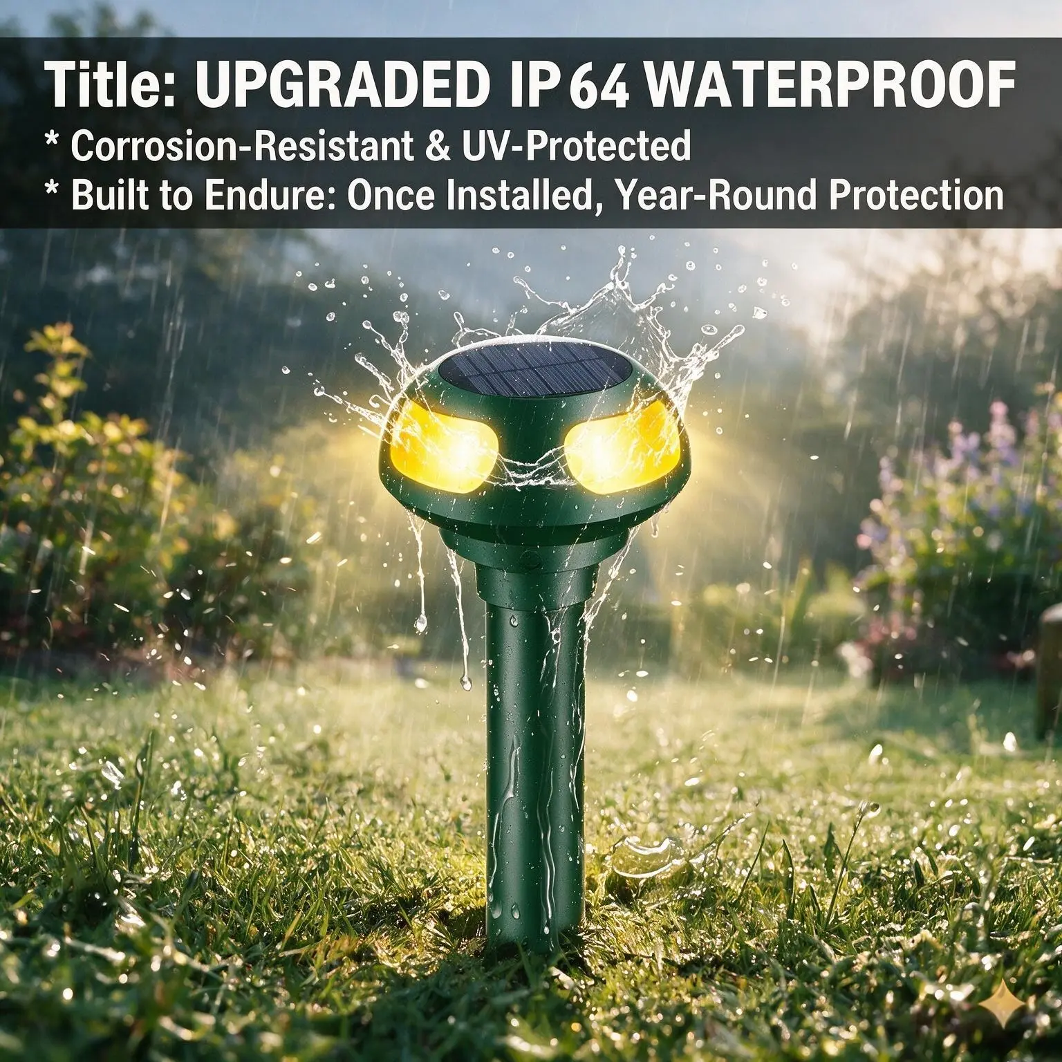 2-Pack Solar-Powered Ultrasonic Snake-Shaped Rat Repellent Device, Non-Toxic Pet-Kid Safe Rodent Control, Outdoor Lawn & Garden Pest Deterrent Solution