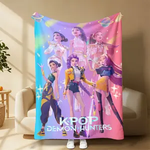 Countdown Sale! Cute Kpop Demon Hunter Huntrix Flannel Blanket, Cozy Warm Nap Blanket. Ideal fan merchandise and gift for friends & kids to express your love. All-season wearable & usable, perfect for office, home sofa, outdoor travel.