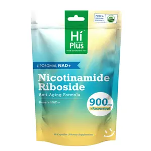 Hi Plus Liposomal Nicotinamide Riboside (NR) with Resveratrol & Quercetin | High Purity NAD+ Supplement for Anti-Aging, Energy, and Focus | 80 Capsules | Alternative to NMN Supplement