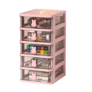 Multifunctional Desktop Cosmetic Organizer Box with Drawer, Large Capacity Waterproof Dustproof Plastic Storage Case, Ideal for Makeup Brushes, Nail Polish, Glue, Makeup Brush Holder