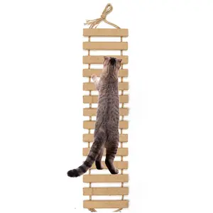 39.4 Inch Cat Cage with Sisal Rope Ladder Wooden Pet Furniture Cat Climbing Frame Cat Scratching Board Toy Cat Scratching Post Tree Cat Accessories Rope Ladder for Cats to Climb