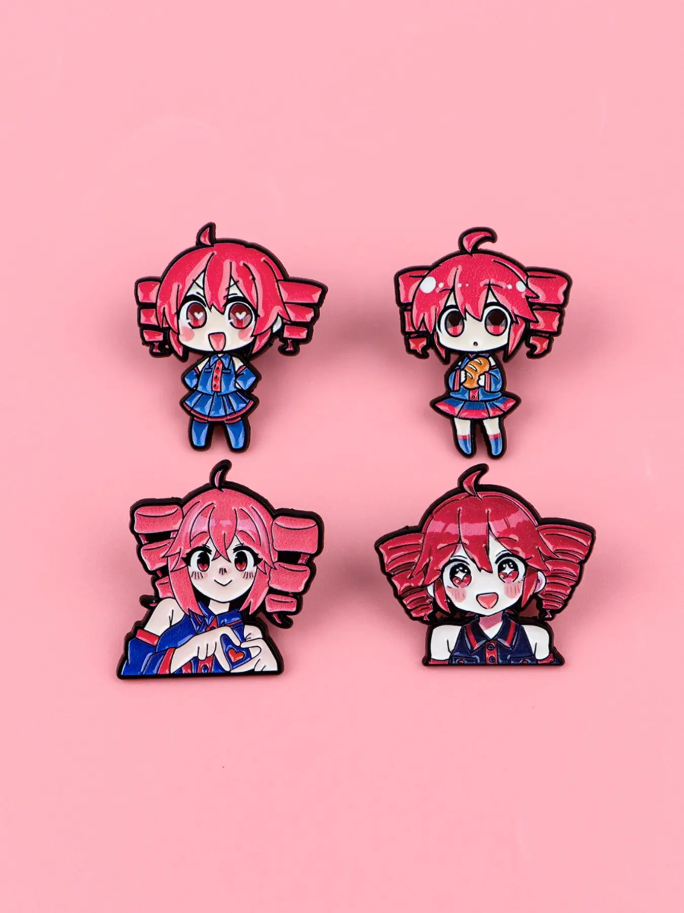 4pcs/set Anime Cute Girl Enamel Pins, Cartoon Creative Design Badges, Elegant Personalized Fashion Accessories, Brooches, Suitable for Backpacks, Perfect Gift for Anime Lovers