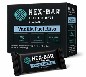 NEX-BAR Vanilla Fuel Bliss Protein Bars - 8 Pack.  Clean Protein Bar with No Added Sugar and No Artificial Sweeteners
