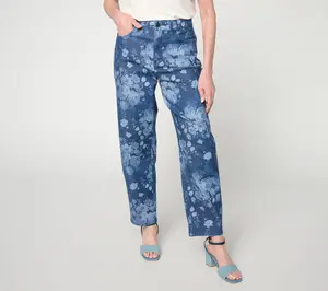 Me by Jennie Garth Regular Repreve Floral Print Jeans- Indigo