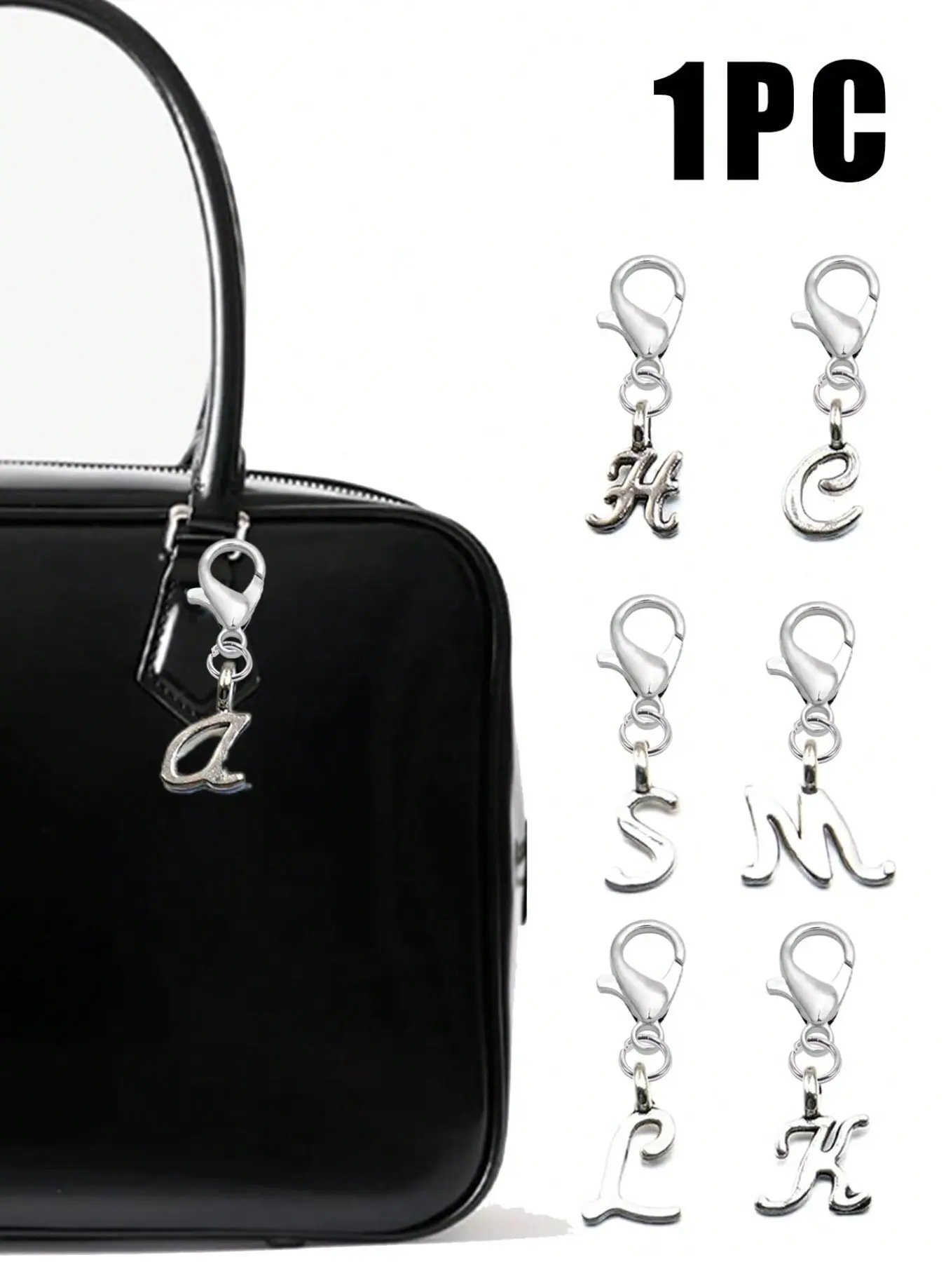 Silver Color Letter Pendant, Bag Decoration Letters A-Z, Cute Versatile Bag Charm, Multifunctional Keychain, Perfect Gift for Women, Bag Accessory