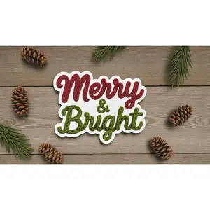 Merry & Bright Crocheted Sticker | Cozy Christmas Aesthetic | Hygge Holiday Sticker | Festive Vinyl