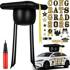 Graduation Car Decoration 27pcs Class of 2026 Grad Decor Car Magnetic 20'' PVC Inflatable Graduation Cap Car Decoration for Car Roof High School Senior College Prom Party Decor(Black, Gold)