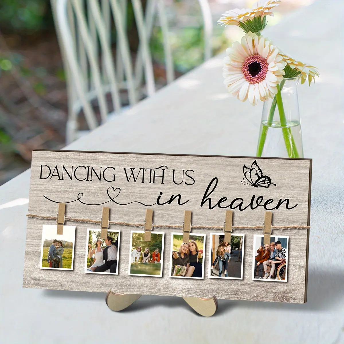 In Loving Memory Wedding Sign with Clips, Wooden Memorial Picture Frame, Durable Sturdy Frame Design, Family Keepsake Decoration, Home Decor Gift Idea, Home Decor Accessory