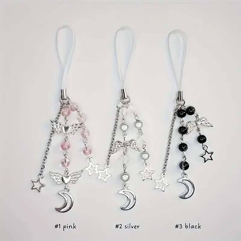 Y2K Sweet Mini Star & Moon Design Phone Charm, Phone Lanyard, Phone Strap, Keychain, Fashion Phone Decoration Accessories for Women & Men