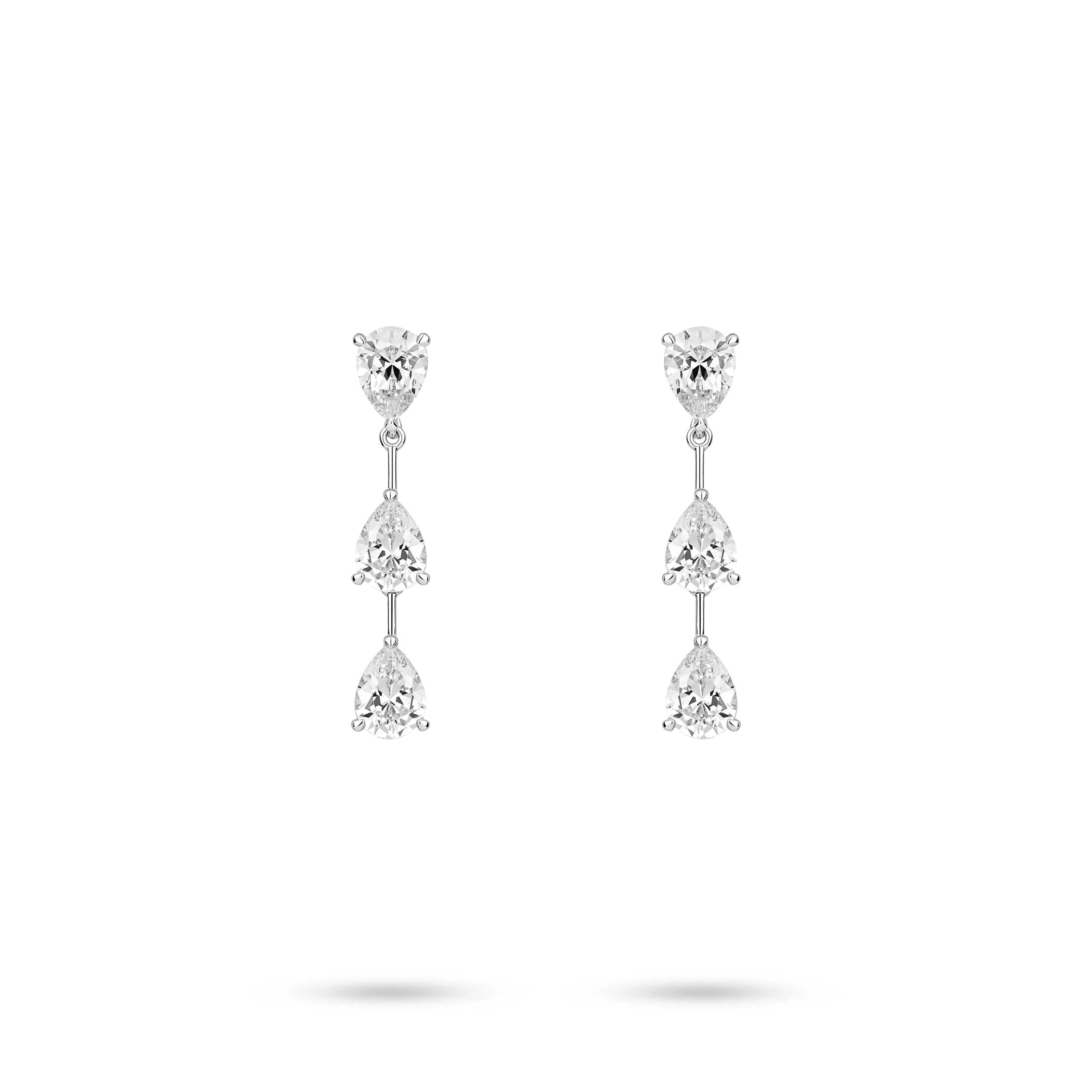 VAMERAY #3432 4 Carat In Each Graduated Pear Cut Linear Prong-Set Dangle Earrings