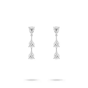 VAMERAY #3432 4 Carat In Each Graduated Pear Cut Linear Prong-Set Dangle Earrings