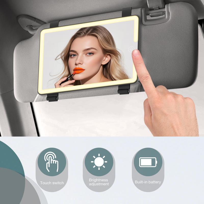 Rechargeable Car Vanity Mirror with 58 LEDs, Type-C Charging, and 3 Lighting Options